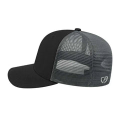 Cap America i8502 Flexfit 110 Trucker Mesh Back Cap - Black Graphite - Black Dark Gray / One Size Fits Most