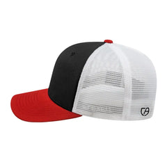 Cap America i8502 Flexfit 110 Trucker Mesh Back Cap - Black Red White - Black Red / One Size Fits Most
