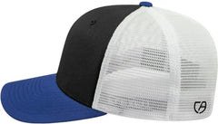 Cap America i8502 Flexfit 110 Trucker Mesh Back Cap - Black Royal White - Black Royal / One Size Fits Most