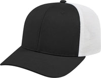 Cap America i8502 Flexfit 110 Trucker Mesh Back Cap - Black White - Black White / One Size Fits Most