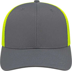 Cap America i8502 Flexfit 110 Trucker Mesh Back Cap - Graphite Neon Yellow - Dark Gray Yellow / One Size Fits Most