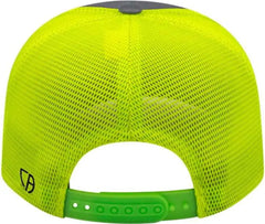 Cap America i8502 Flexfit 110 Trucker Mesh Back Cap - Graphite Neon Yellow - Dark Gray Yellow / One Size Fits Most