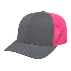 Cap America i8502 Flexfit 110 Trucker Mesh Back Cap - Graphite Pink - Dark Gray Pink / One Size Fits Most