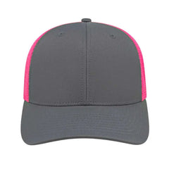 Cap America i8502 Flexfit 110 Trucker Mesh Back Cap - Graphite Pink - Dark Gray Pink / One Size Fits Most