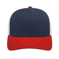 Cap America i8502 Flexfit 110 Trucker Mesh Back Cap - Navy Red White - Navy Red / One Size Fits Most