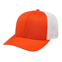 Cap America i8502 Flexfit 110 Trucker Mesh Back Cap - Orange White - Orange White / One Size Fits Most