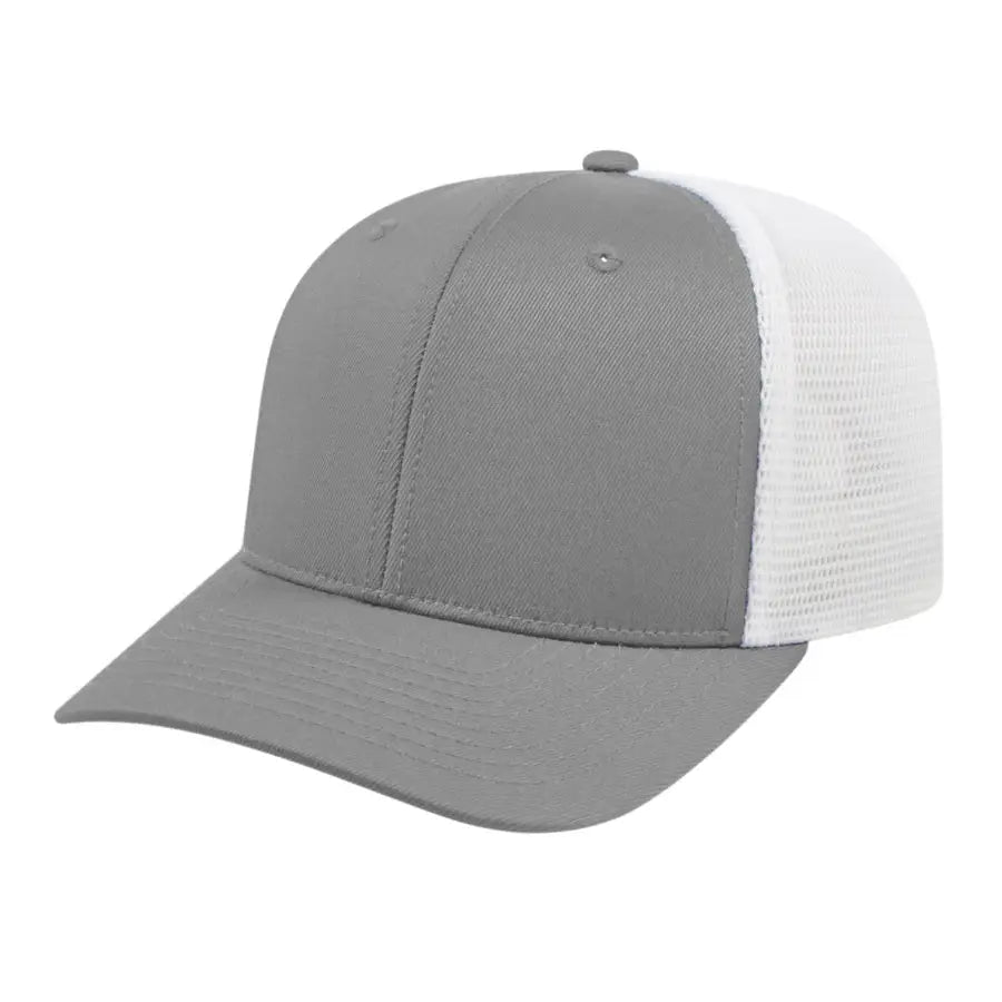 Cap America i8502 Flexfit 110 Trucker Mesh Back Cap - Silver White - Light Gray White / One Size Fits Most