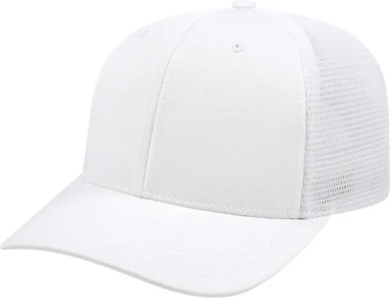 Cap America i8502 Flexfit 110 Trucker Mesh Back Cap - White - White / One Size Fits Most