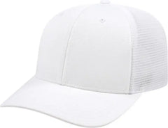 Cap America i8502 Flexfit 110 Trucker Mesh Back Cap - White - White / One Size Fits Most