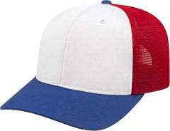 Cap America i8502 Flexfit 110 Trucker Mesh Back Cap - White Royal Red - White Royal / One Size Fits Most