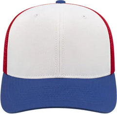 Cap America i8502 Flexfit 110 Trucker Mesh Back Cap - White Royal Red - White Royal / One Size Fits Most