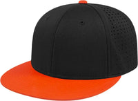 Cap America i8503 Flexfit Perforated Performance Cap - Black Orange - Black Orange / XS