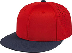 Cap America i8503 Flexfit Perforated Performance Cap - Red Navy - Red Navy / XS