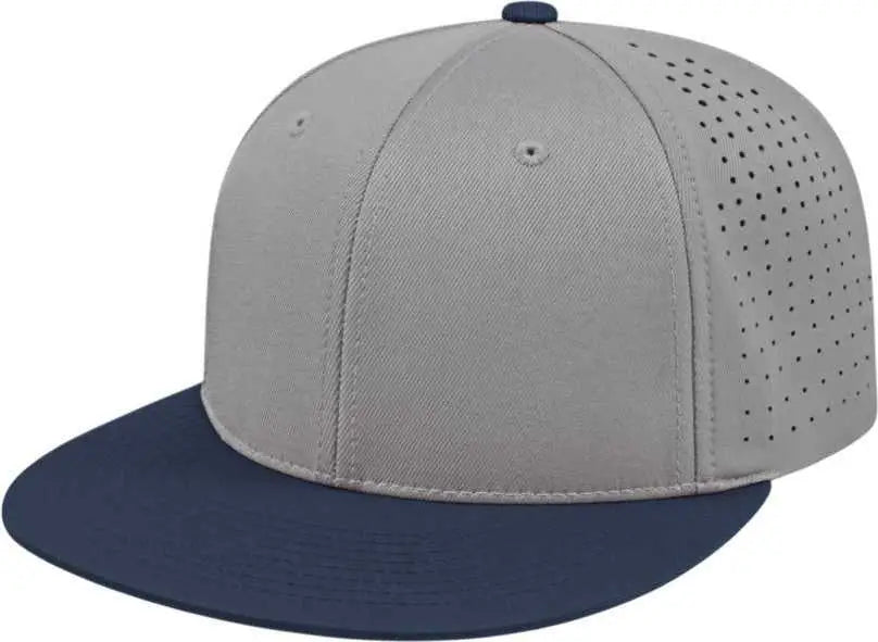 Cap America i8503 Flexfit Perforated Performance Cap - Silver Navy - Light Gray Navy / XS