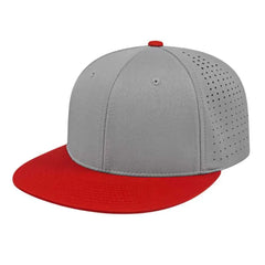 Cap America i8503 Flexfit Perforated Performance Cap - Silver Red - Light Gray Red / XS