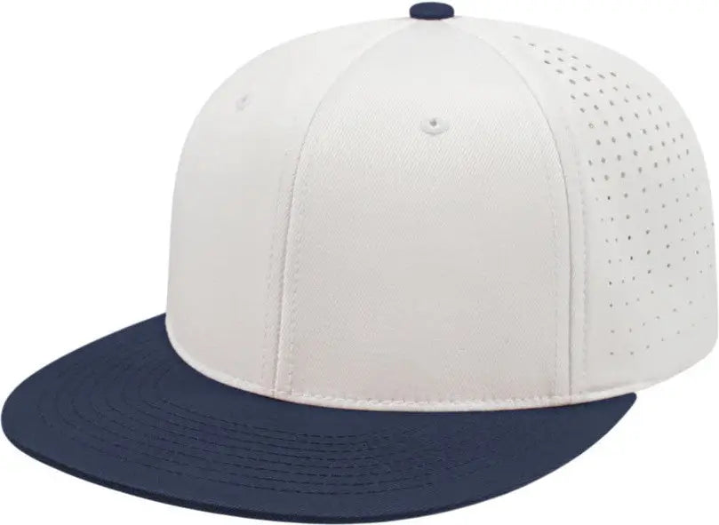 Cap America i8503 Flexfit Perforated Performance Cap - White Navy - White Navy / XS