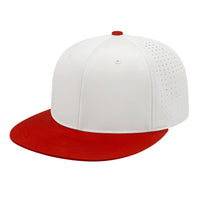 Cap America i8503 Flexfit Perforated Performance Cap - White Red Navy - White Red / XS