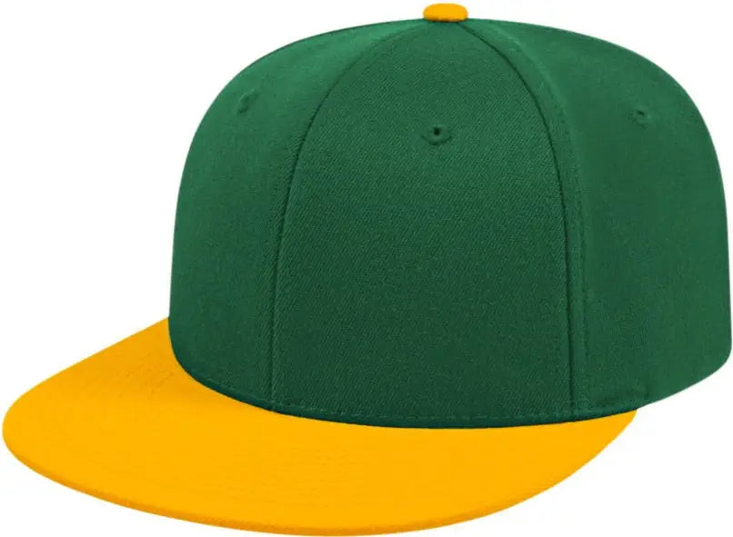 Cap America i8504 Flexfit Wool Blend Performance Cap - Dark Green Athletic Gold - Forest Gold / XS