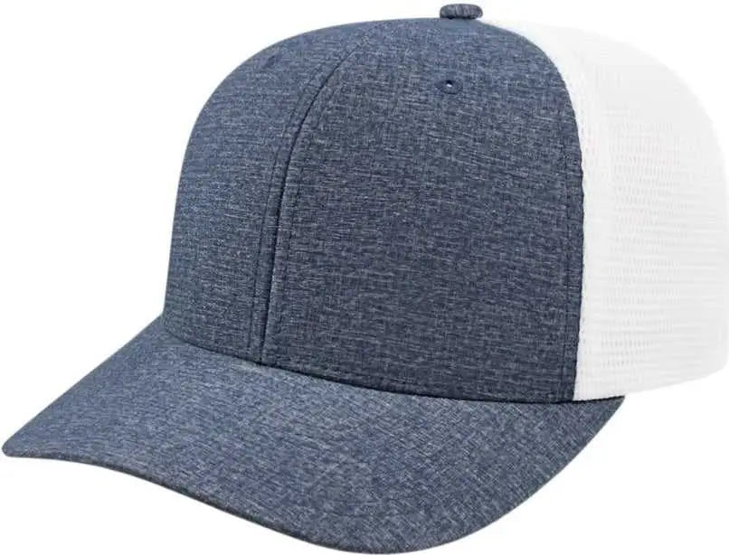Cap America i8509 Flexfit 110 Melange Trucker Mesh Back Cap - Light Navy White - Light Navy White / One Size Fits Most