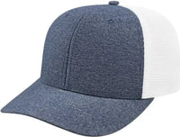 Cap America i8509 Flexfit 110 Melange Trucker Mesh Back Cap - Light Navy White - Light Navy White / One Size Fits Most