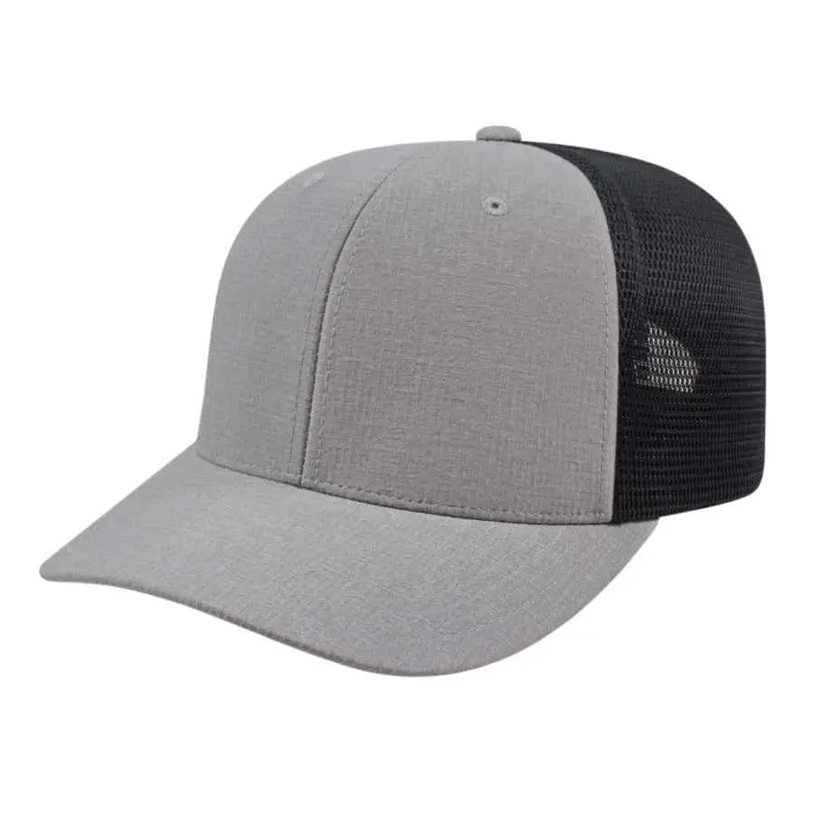 Cap America i8509 Flexfit 110 Melange Trucker Mesh Back Cap - Silver Black - Light Gray Black / One Size Fits Most