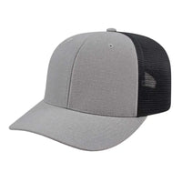 Cap America i8509 Flexfit 110 Melange Trucker Mesh Back Cap - Silver Black - Light Gray Black / One Size Fits Most