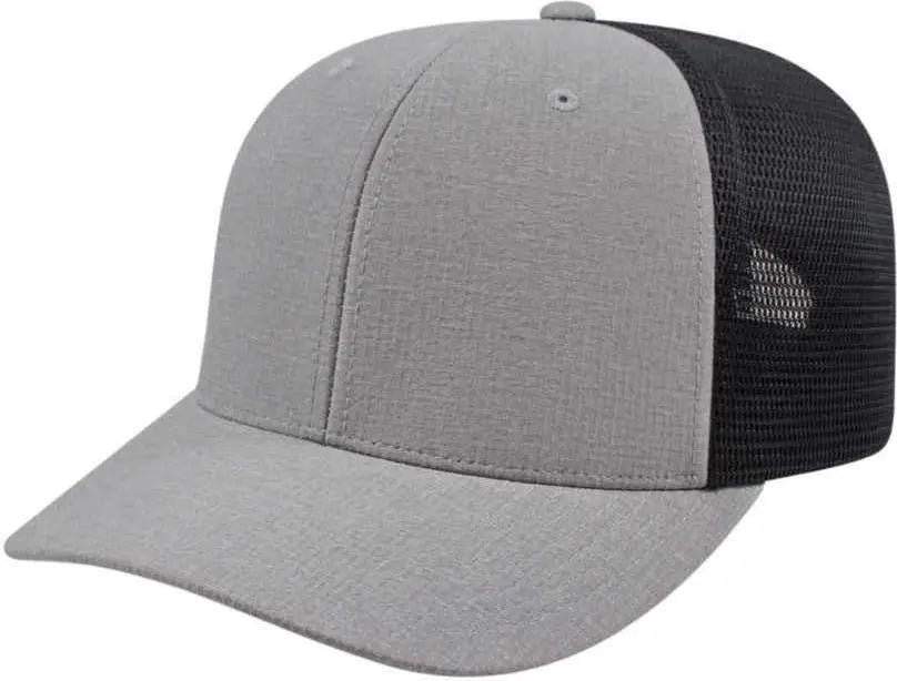 Cap America i8509 Flexfit 110 Melange Trucker Mesh Back Cap - Silver Charcoal Black - Light Gray Dark Gray Black