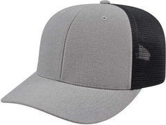 Cap America i8509 Flexfit 110 Melange Trucker Mesh Back Cap - Silver Charcoal Black - Light Gray Dark Gray Black