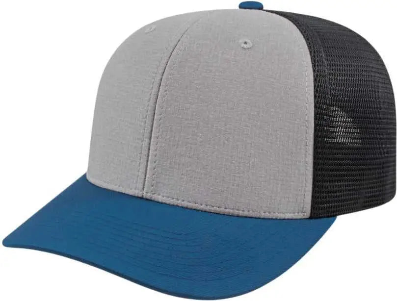 Cap America i8509 Flexfit 110 Melange Trucker Mesh Back Cap - Silver Indigo Black - Light Gray Navy / One Size Fits Most