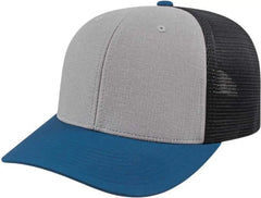 Cap America i8509 Flexfit 110 Melange Trucker Mesh Back Cap - Silver Indigo Black - Light Gray Navy / One Size Fits Most