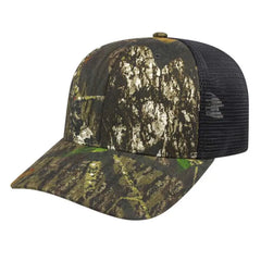 Cap America i8511 Flexfit 110 Camo Trucker Mesh Back Cap - Mossy Oak Break Up Black - Mossy Oak Black / One Size Fits