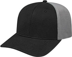 Cap America i8516 Flexfit 110 Jacquard Trucker Mesh Back Cap - Black Silver - Black Light Gray / One Size Fits Most