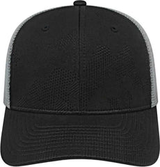 Cap America i8516 Flexfit 110 Jacquard Trucker Mesh Back Cap - Black Silver - Black Light Gray / One Size Fits Most