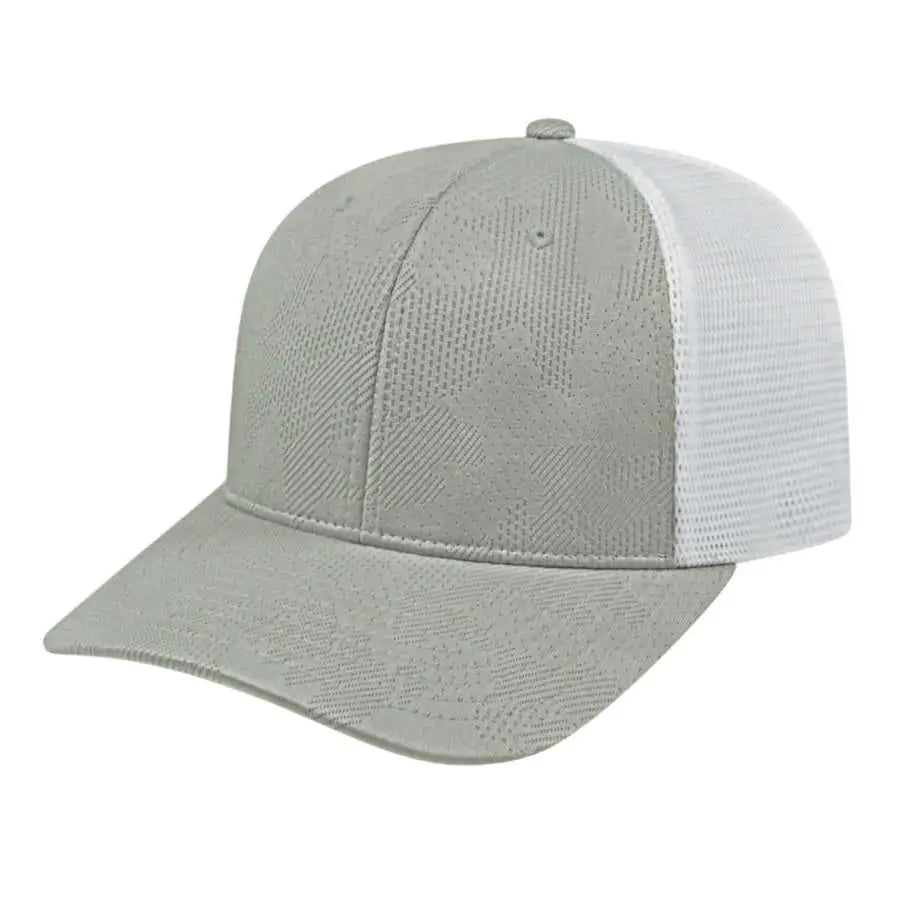 Cap America i8516 Flexfit 110 Jacquard Trucker Mesh Back Cap - Gray White - Gray White / One Size Fits Most