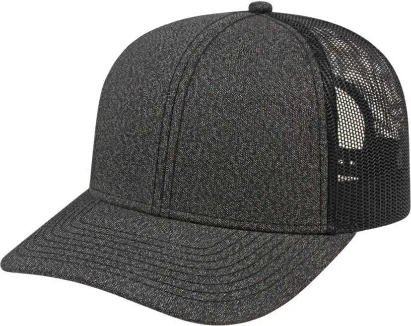 Cap America i8518 Premium Melange Trucker Mesh Back Cap - Black Black - Black / One Size Fits Most