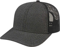 Cap America i8518 Premium Melange Trucker Mesh Back Cap - Black Black - Black / One Size Fits Most