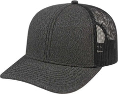 Cap America i8518 Premium Melange Trucker Mesh Back Cap - Black Black - Black / One Size Fits Most