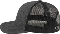 Cap America i8518 Premium Melange Trucker Mesh Back Cap - Black Black - Black / One Size Fits Most