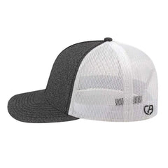 Cap America i8518 Premium Melange Trucker Mesh Back Cap - Black White - Black White / One Size Fits Most
