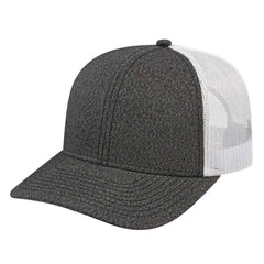 Cap America i8518 Premium Melange Trucker Mesh Back Cap - Black White - Black White / One Size Fits Most