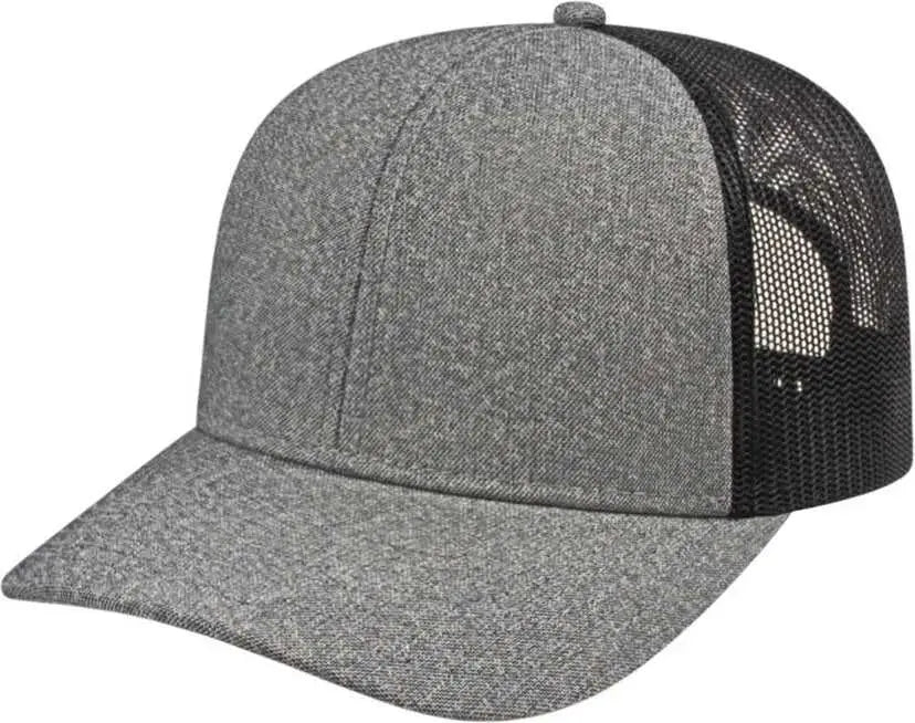 Cap America i8518 Premium Melange Trucker Mesh Back Cap - Gray Black - Gray Black / One Size Fits Most