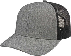 Cap America i8518 Premium Melange Trucker Mesh Back Cap - Gray Black - Gray Black / One Size Fits Most