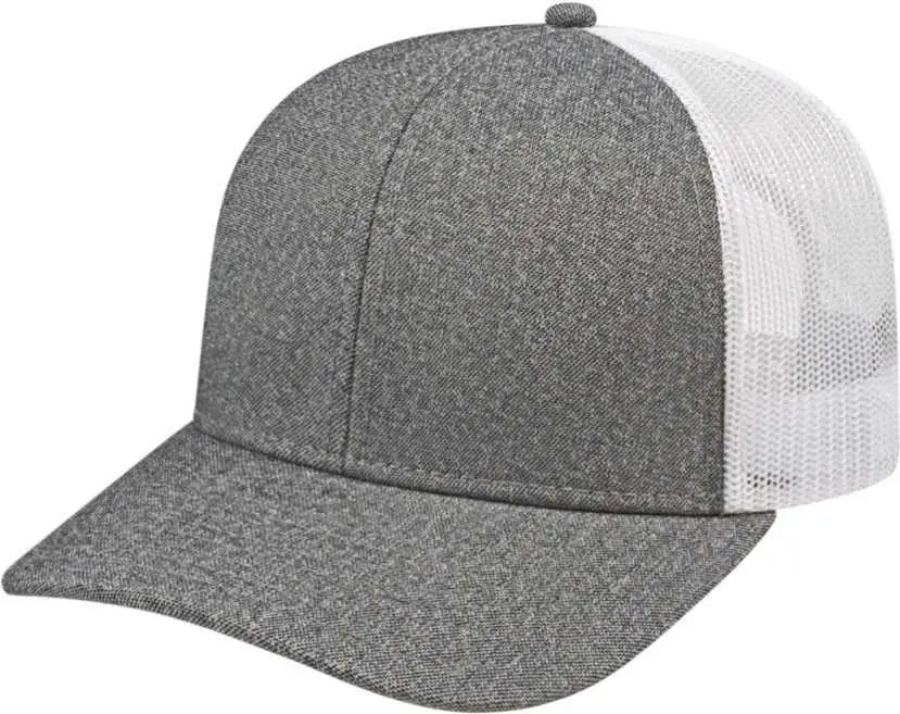 Cap America i8518 Premium Melange Trucker Mesh Back Cap - Gray White - Gray White / One Size Fits Most