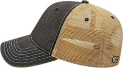 Cap America i8527 Premium Vintage Washed Mesh Back Cap - Black Khaki - Black Khaki / One Size Fits Most