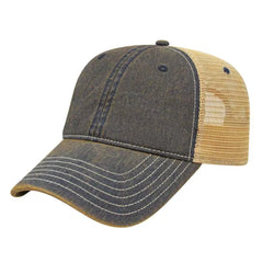 Cap America i8527 Premium Vintage Washed Mesh Back Cap - Navy Khaki - Navy Khaki / One Size Fits Most