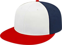 Cap America i8530 Flexfit Full Fabric Performance Cap - White Red Navy - White Red Navy / XS