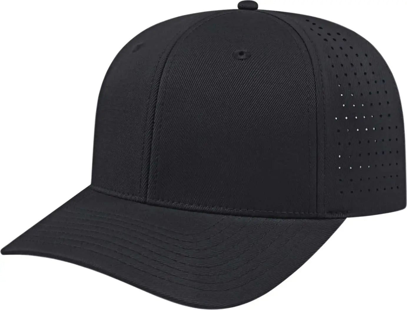 Cap America i8533 Flexfit 110 Perforated Performance Snap Back Cap - Black - Black / One Size Fits Most