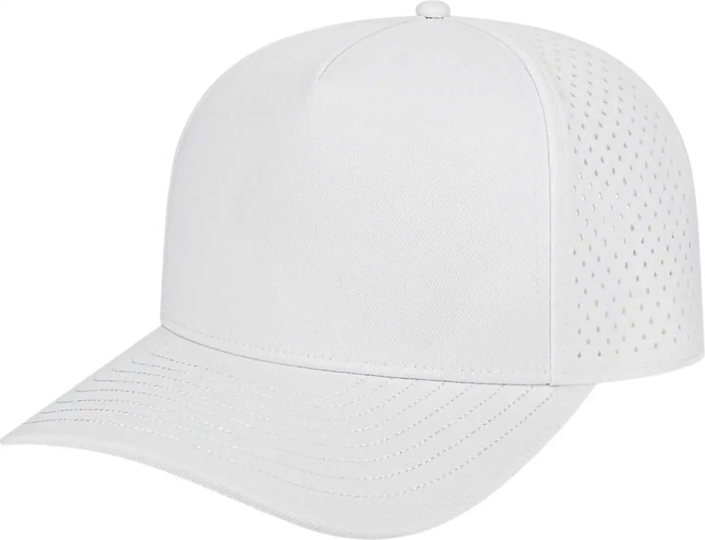 Cap America i8540 Premium Water-Resistant Perforated Cap - White - White / One Size Fits Most