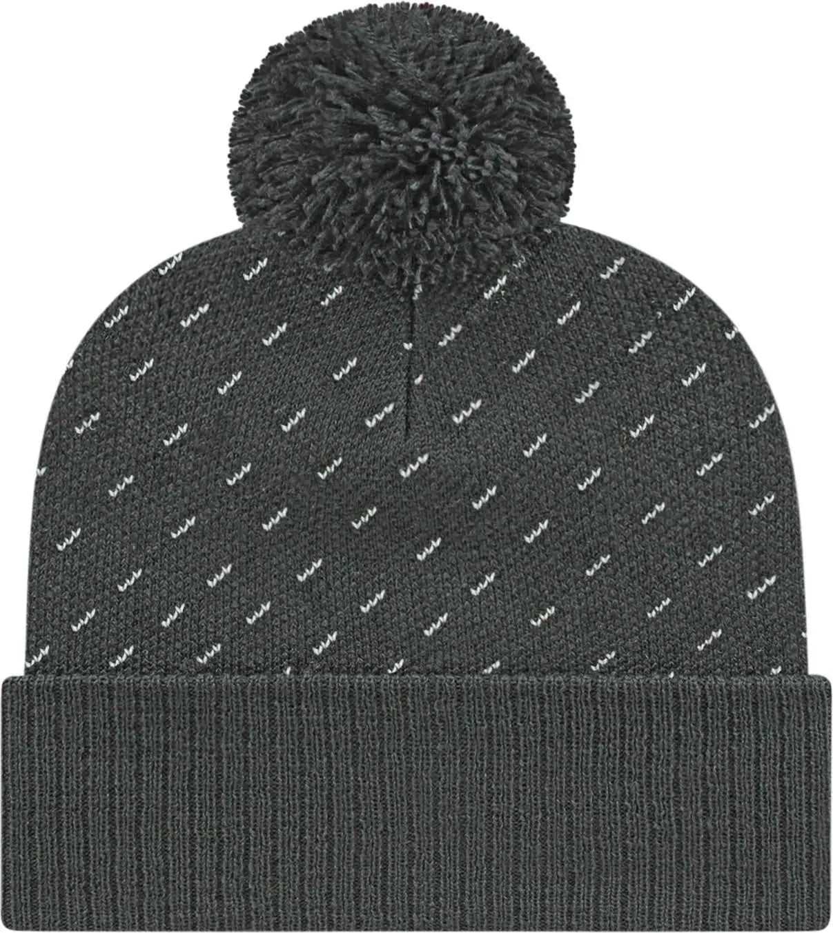 Cap America ik23 Diagonal Dash Knit Cap with Ribbed Cuff Beanie - Charcoal - Charcoal / One Size Fits Most