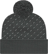 Cap America ik23 Diagonal Dash Knit Cap with Ribbed Cuff Beanie - Charcoal - Charcoal / One Size Fits Most